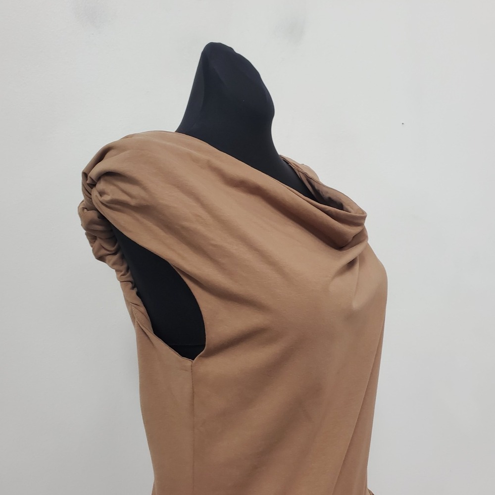 En Saison Maxi Dress Size L Brown Cowl Modest Retro Old Money Classic Ladylike - Picture 3 of 13